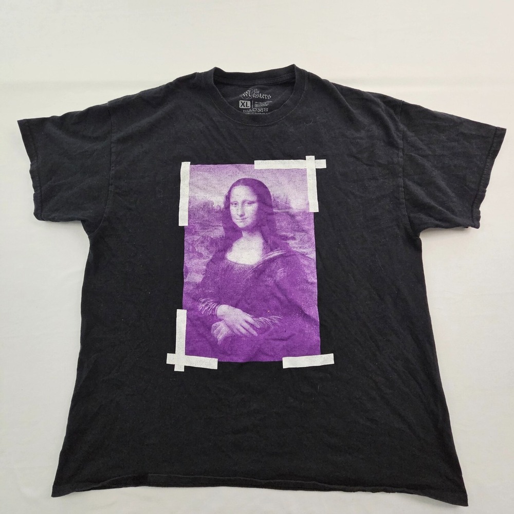 Mona Lisa The Masters Black Short Sleeve Cotton T-Shirt Men's XL